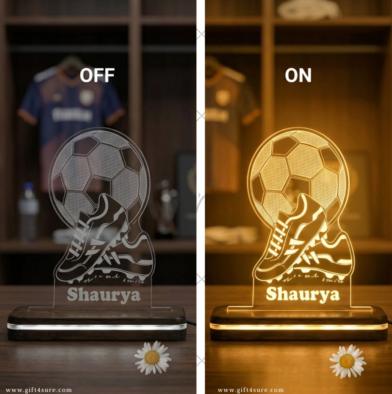PERSONALISED FOOTBALL & CLEATS NIGHT LAMP-1