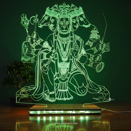 PANCHMUKHI HANUMAN JI ACRYLIC LED LAMP (MULTICOLOR)