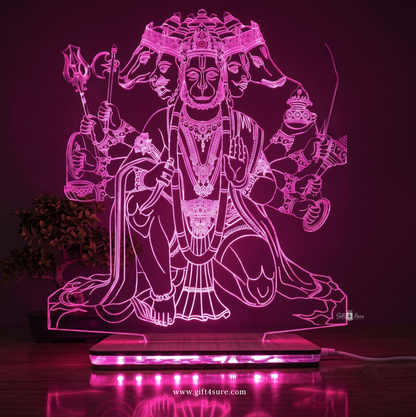 PANCHMUKHI HANUMAN JI ACRYLIC LED LAMP (MULTICOLOR)