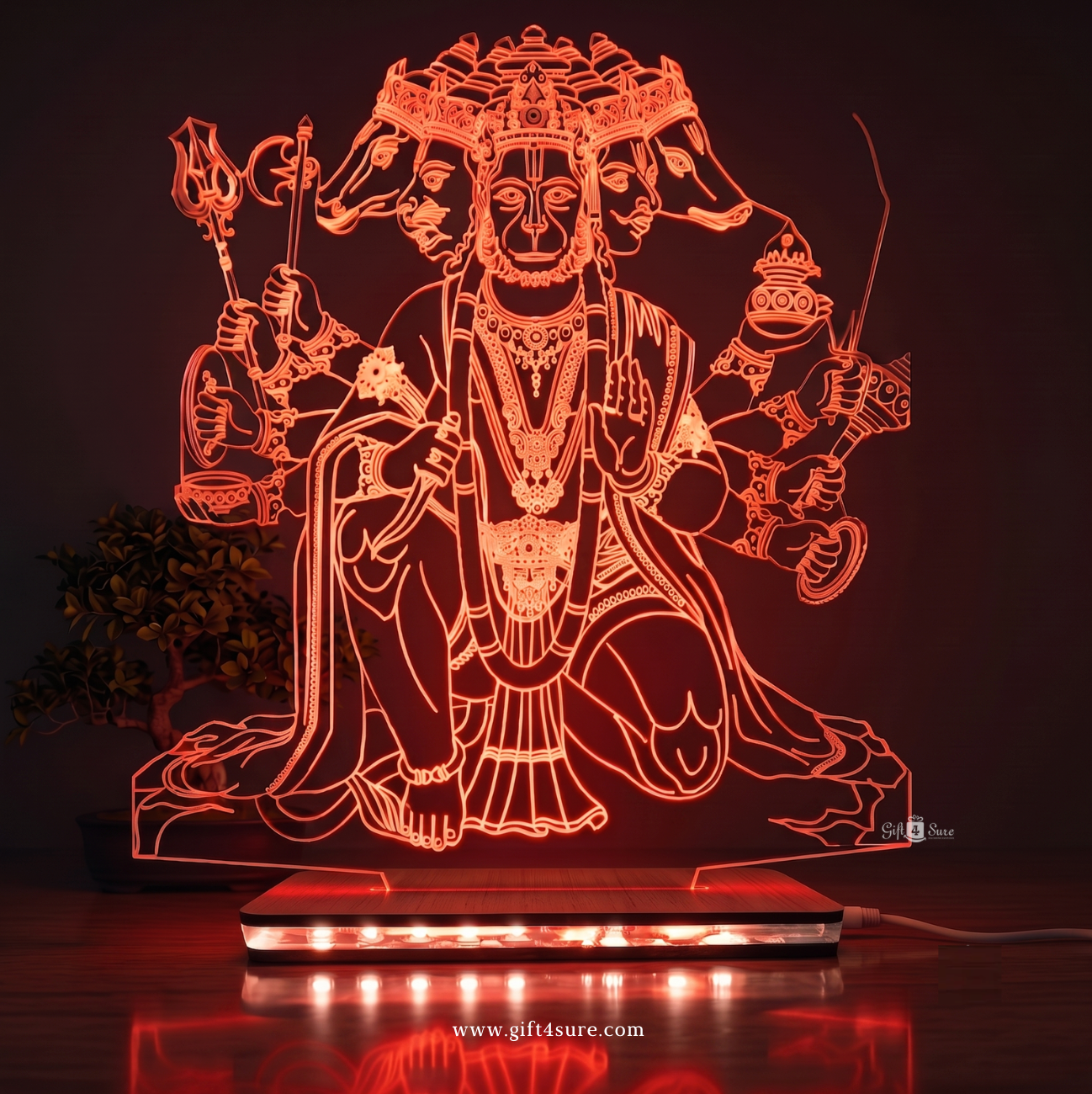 PANCHMUKHI HANUMAN JI ACRYLIC LED LAMP (MULTICOLOR)