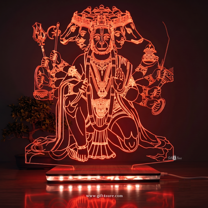 PANCHMUKHI HANUMAN JI ACRYLIC LED LAMP (MULTICOLOR)