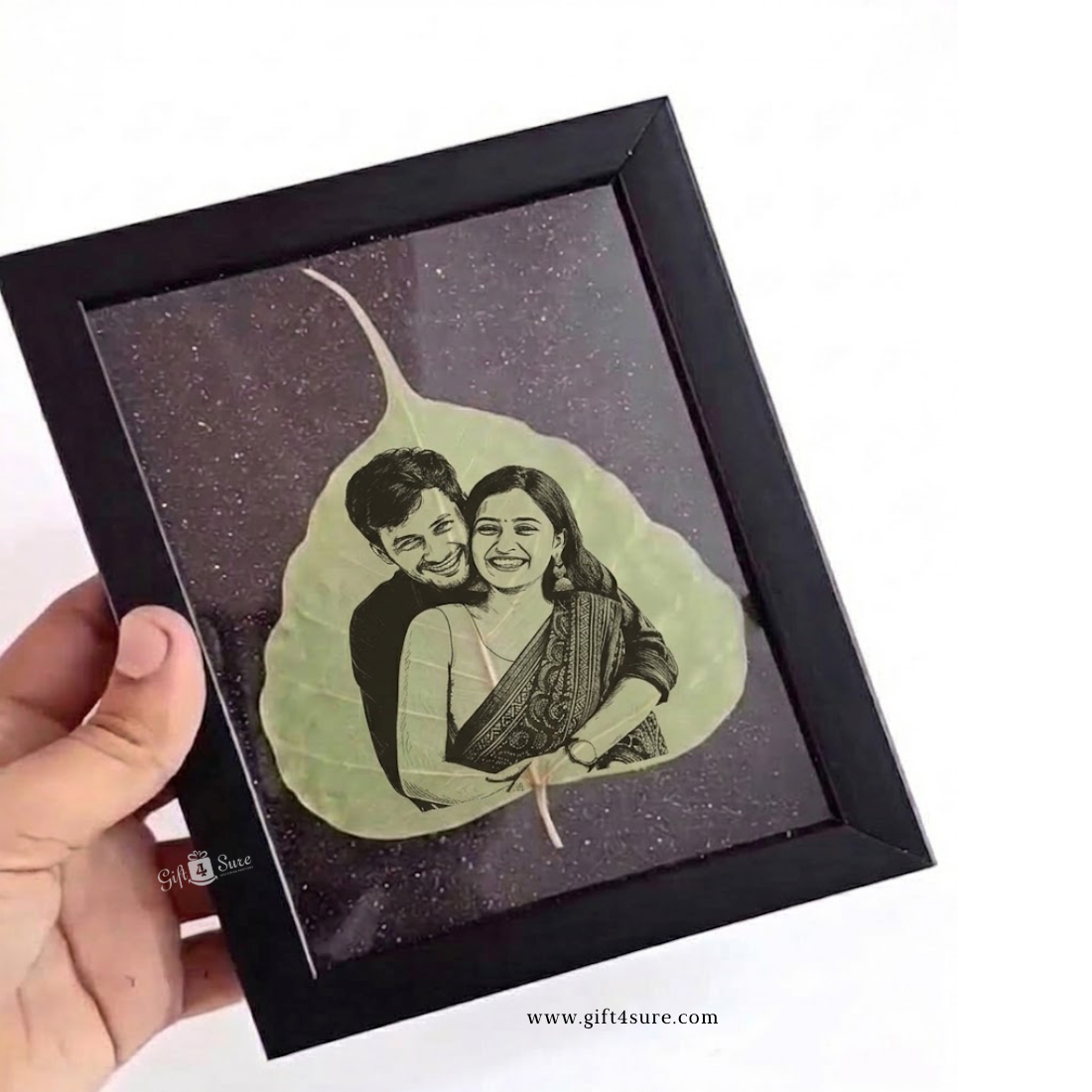 DRIED LEAF COUPLE PHOTO ART FRAME