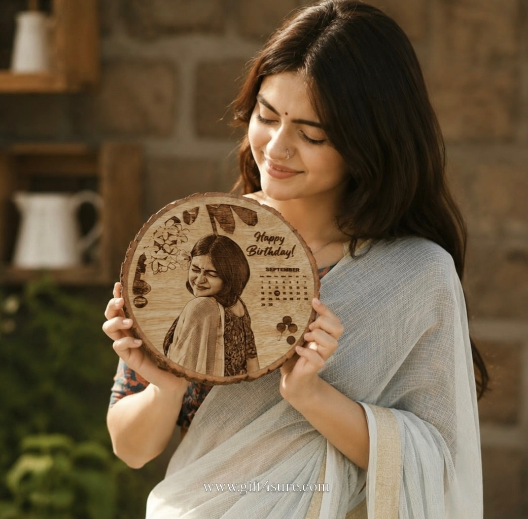 NATURAL WOODEN SLICE PHOTO FRAME