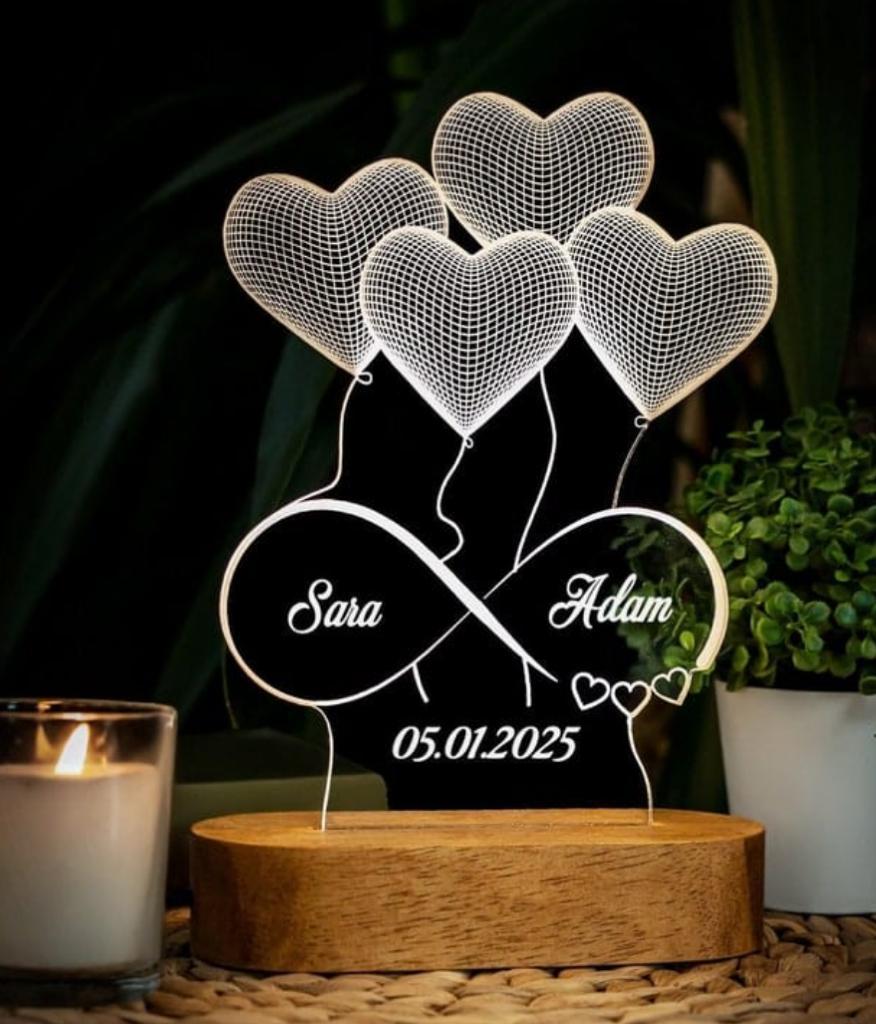 3D 4-HEART ILLUSION LAMP - PREMIUM QUALITY