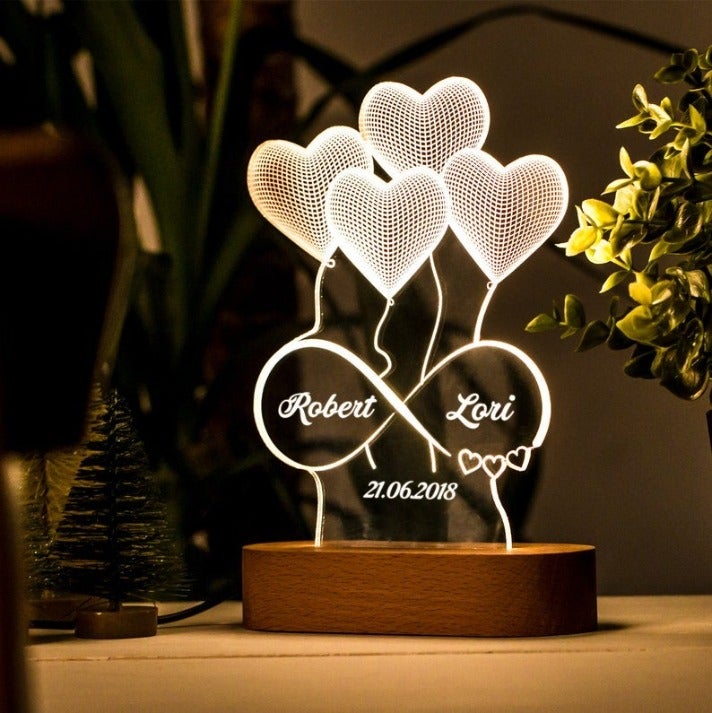 3D 4-HEART ILLUSION LAMP - PREMIUM QUALITY