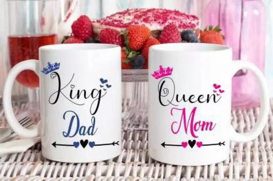 KING DAD & QUEEN MOM COFFEE MUG