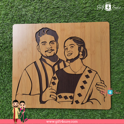 PREMIUM 3D WOODEN PORTRAIT - COUPLE PIC