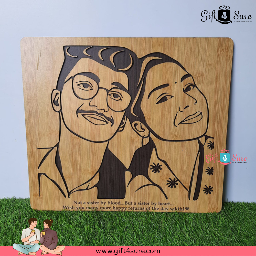 PREMIUM 3D WOODEN PORTRAIT - COUPLE PIC