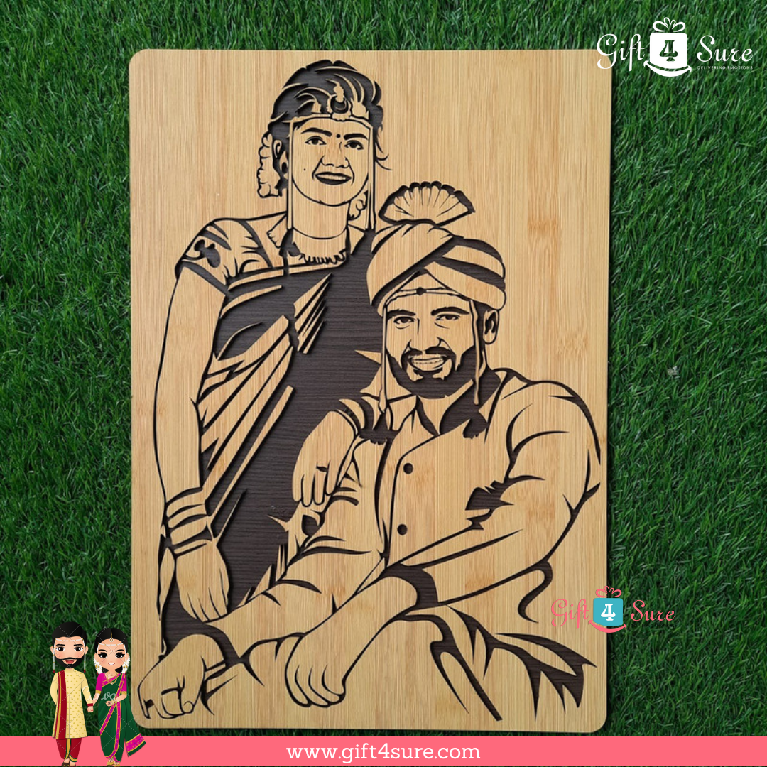 PREMIUM 3D WOODEN PORTRAIT - COUPLE PIC