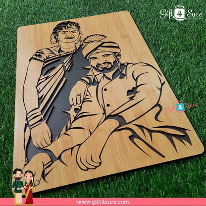 PREMIUM 3D WOODEN PORTRAIT - COUPLE PIC