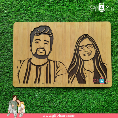 PREMIUM 3D WOODEN PORTRAIT - COUPLE PIC