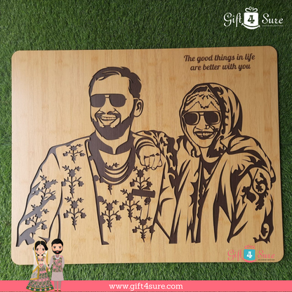 PREMIUM 3D WOODEN PORTRAIT - COUPLE PIC