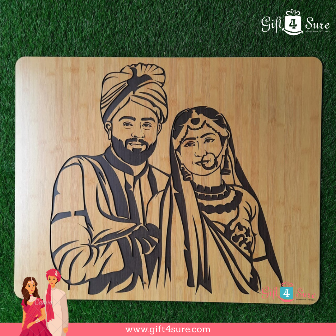 PREMIUM 3D WOODEN PORTRAIT - COUPLE PIC