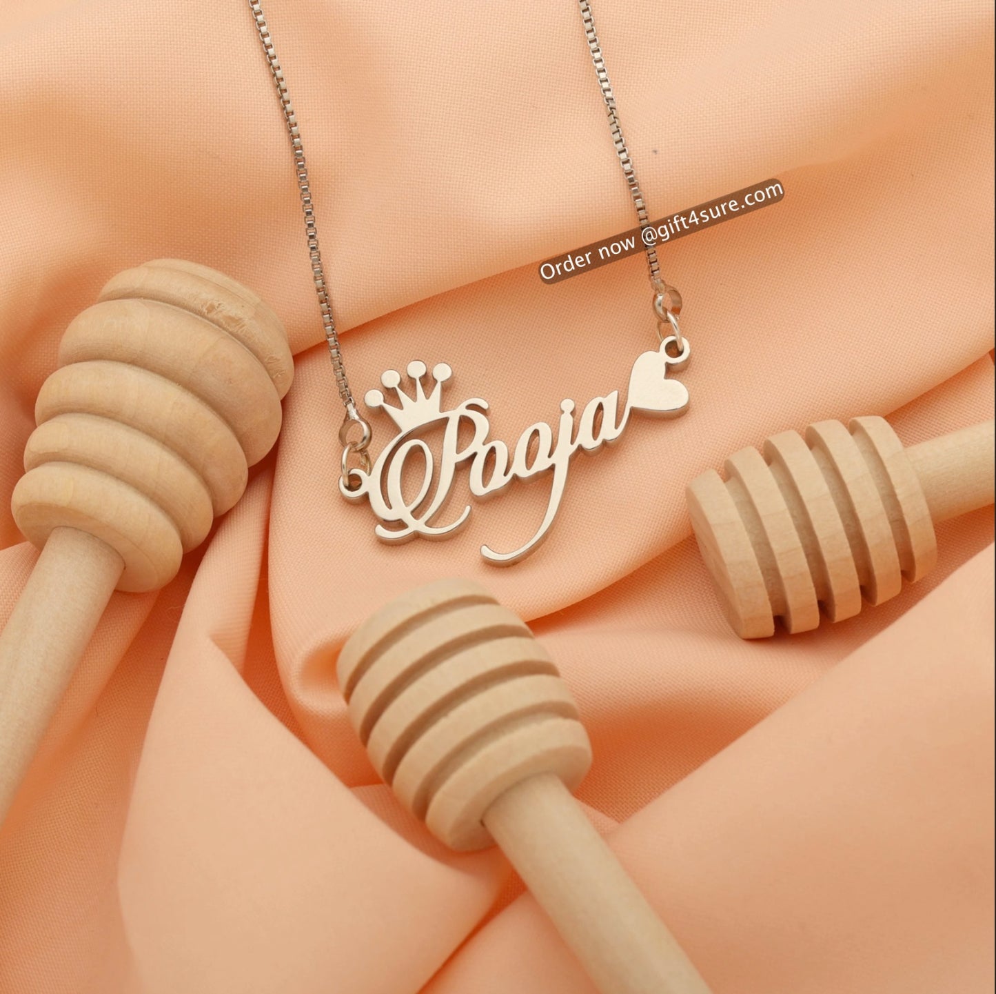 CANDLESCRIPT CROWN & HEART STYLE NAME NECKLACE