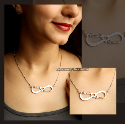 INFINITY HEART STYLE COUPLE NAME NECKLACE