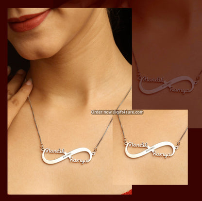 INFINITY STYLE WITH ENGRAVING COUPLE NAME NECKLACE