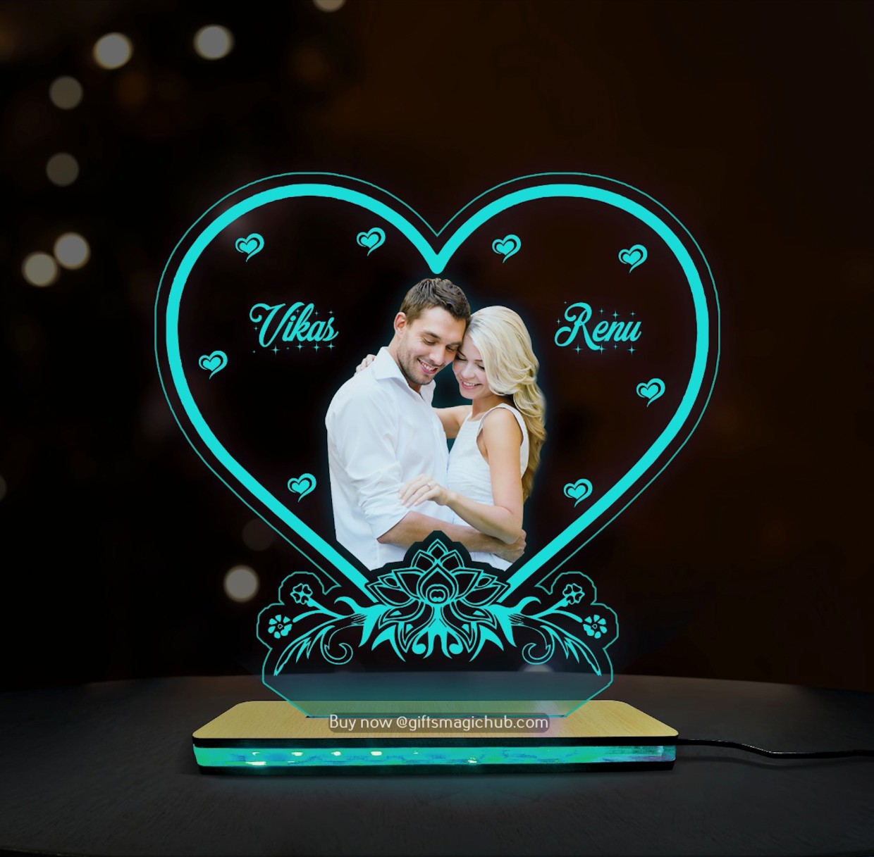 HEART ACRYLIC LAMP - MULTICOLOR