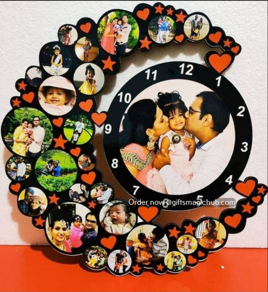 HALF MOON CUTOUT FRAME WITH CLOCK